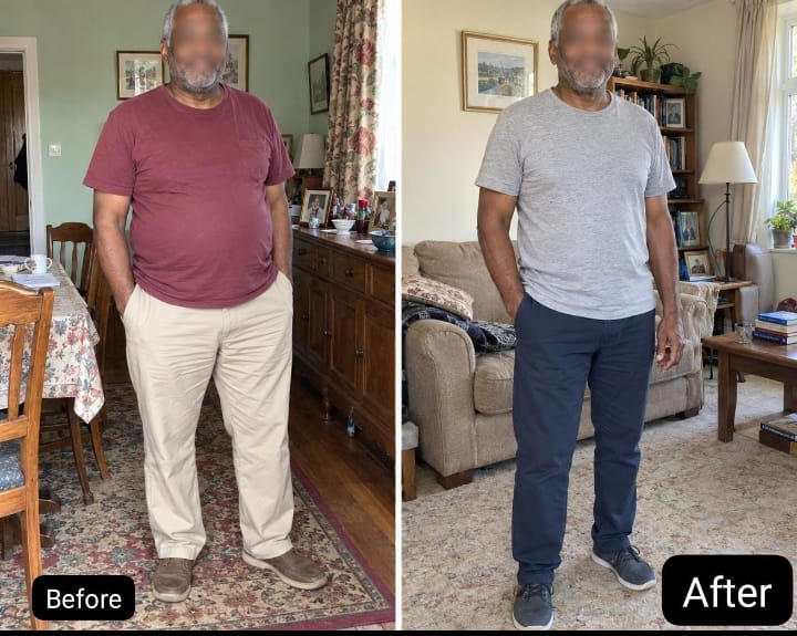 Mature male client vitality and midsection reduction